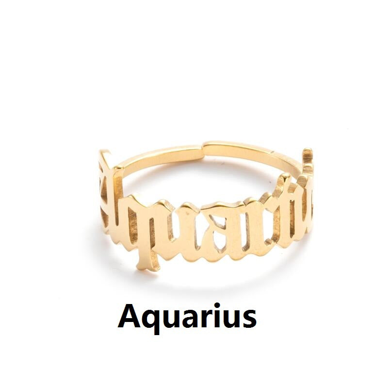 Wholesale Stainless steel retro twelve zodiac simple open ring